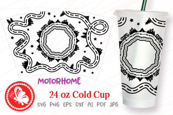 A Camp Motorhome Cold Cup Wrap: A Graphic Asset for Crafts & Brands