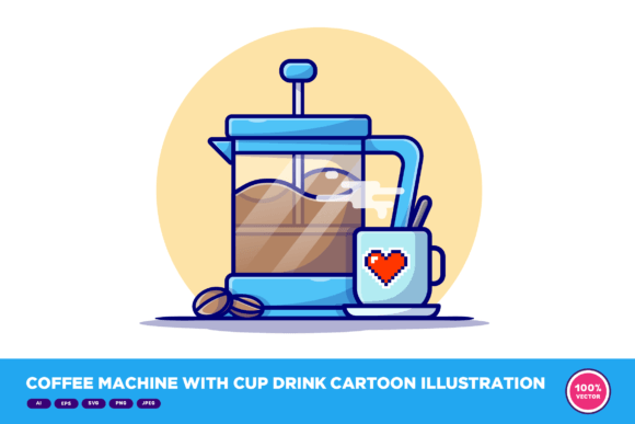 A Cartoon Coffee Machine Design for Crafters & Business Owners