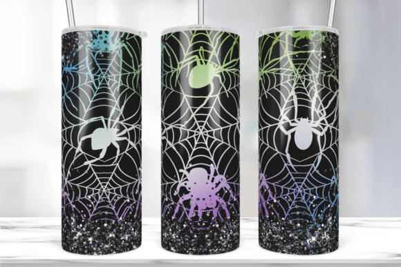 A Spider's Elegance: The Black Glitter Tumbler Wrap