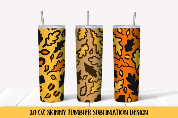 Autumn Oak Leaves Leopard Print Graphics for Tumbler Wraps