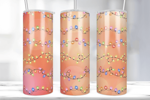 Christmas Lights Tumbler Design for Graphics and Print Templates