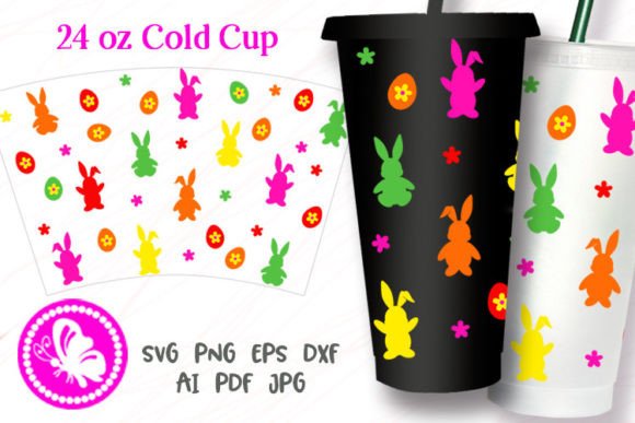 Easter Bunny Eggs Cup Wrap Graphics for Craft Branding