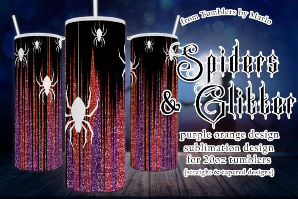 Halloween Orange Purple Glitter Tumbler Graphics for Print Templates