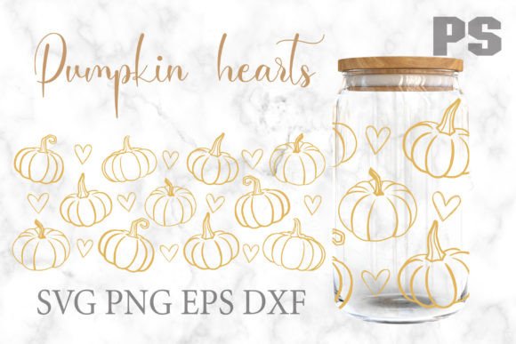 Pumpkin Hearts Graphics for Branded Tumbler Wraps